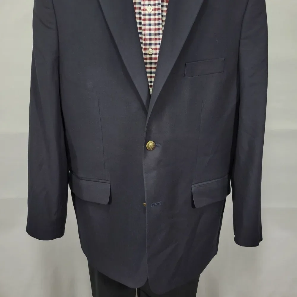 Oak Hill Men's Sport Coat Blazer‎ Two Button Deep Navy Polyester Blend Size 48L
